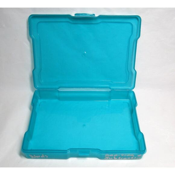 Bright Creations Three Turquoise Storage Boxes Plastic Transparent Snap Lid 4x6 - Picture 1 of 3
